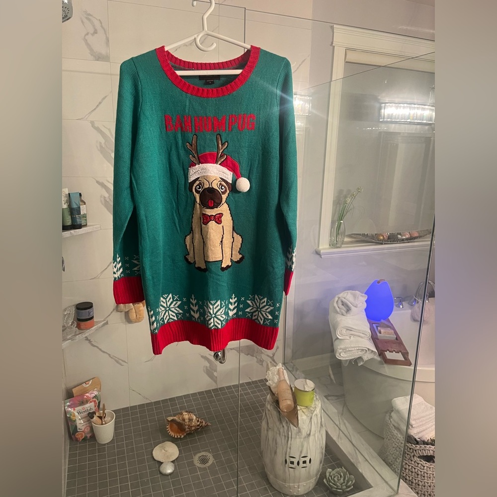 Ugly 🎄Christmas sweater, 🎁bah humpug  size large 31 inches long🎄